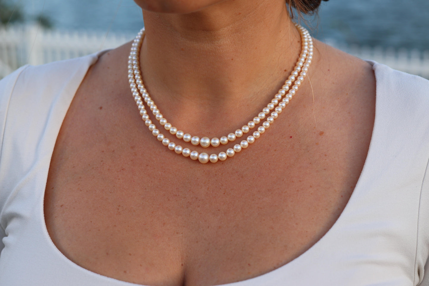 Mikimoto Necklace. Vintage 18k Gold Mikimoto Pearl Double Strand Necklace.