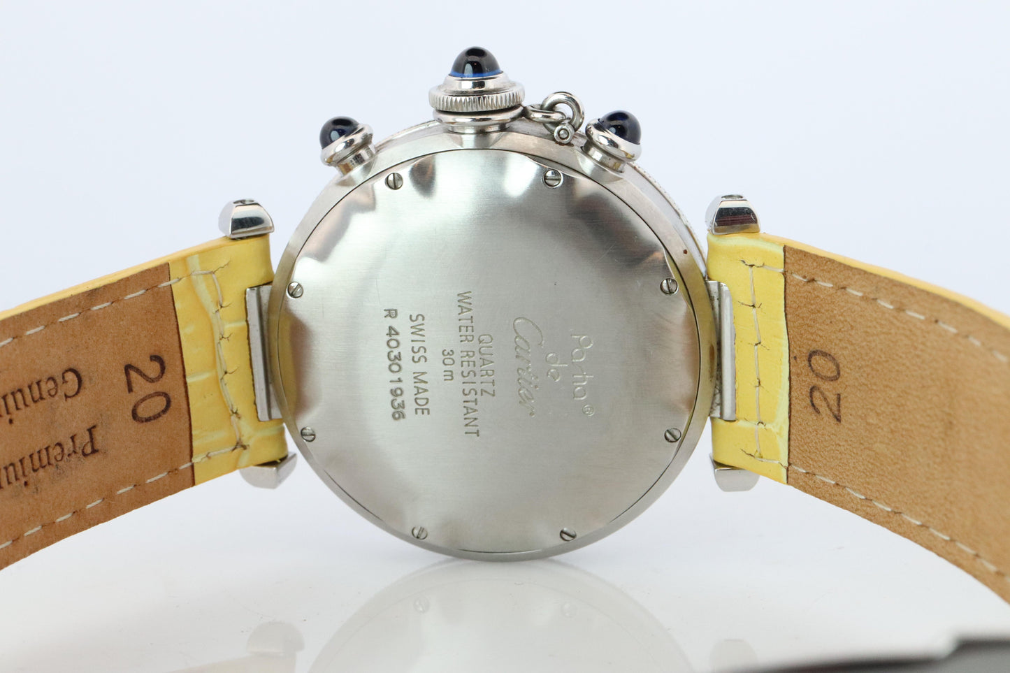Vintage Cartier PASHA 38mm Chronograph. Rare Yellow Dial W3100355.