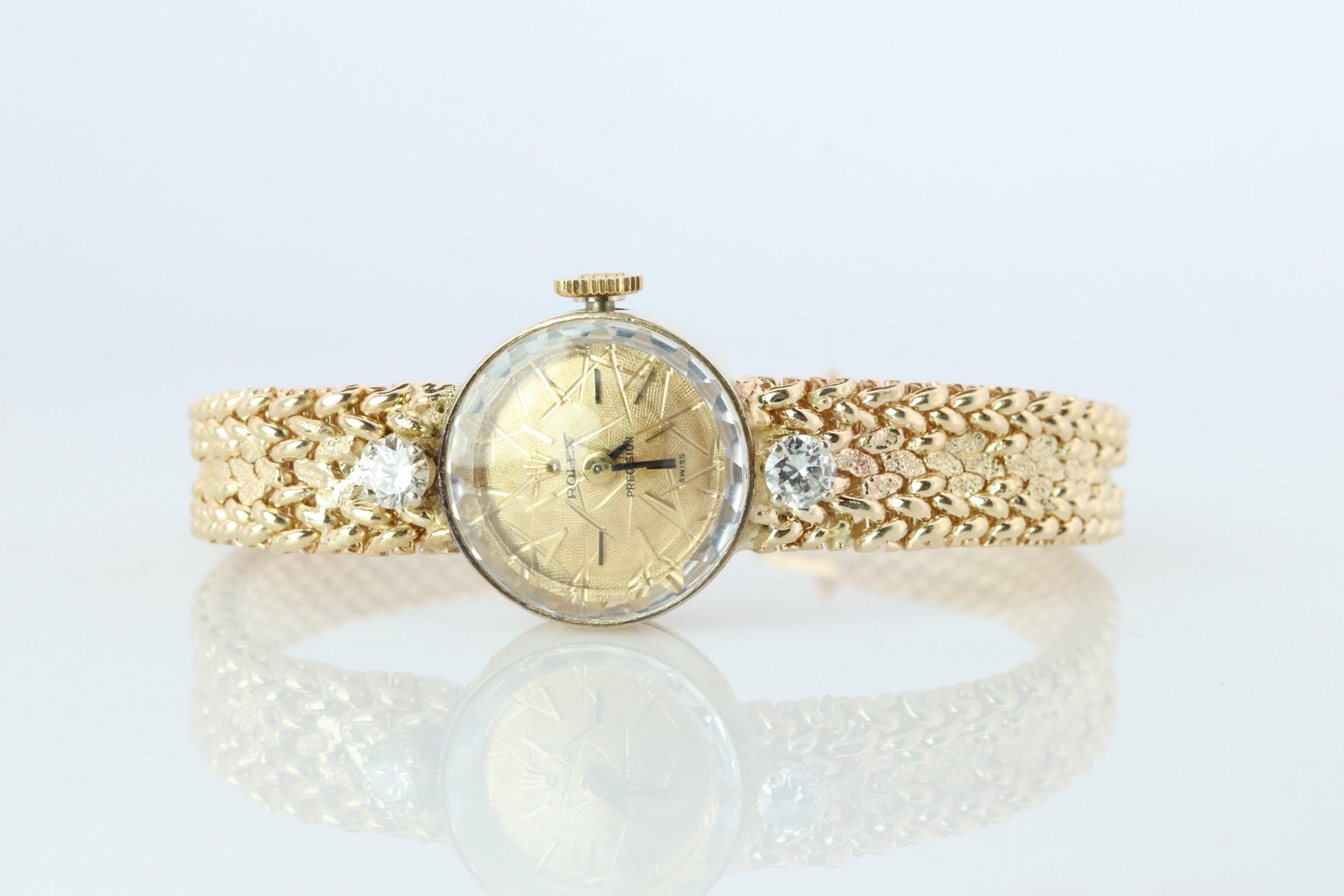 Genuine Rolex Diamond Watch. 14k YG Ladies Rolex 3271 Mechanical Windup Watch.