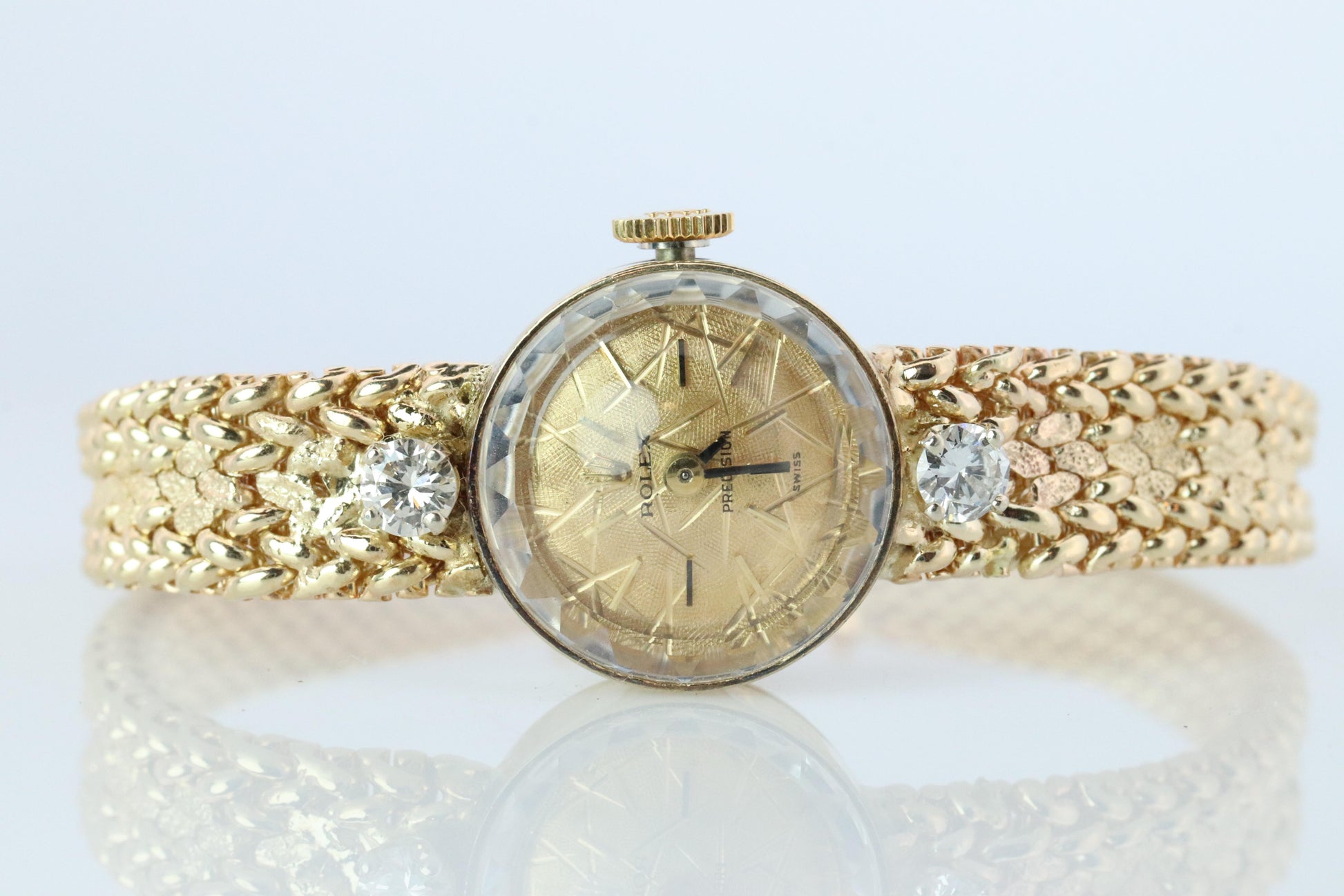 Genuine Rolex Diamond Watch. 14k YG Ladies Rolex 3271 Mechanical Windup Watch.
