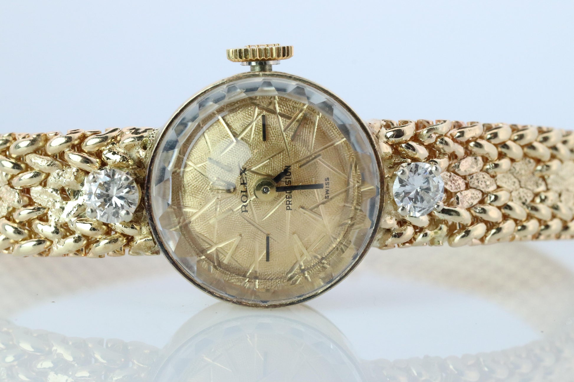 Genuine Rolex Diamond Watch. 14k YG Ladies Rolex 3271 Mechanical Windup Watch.