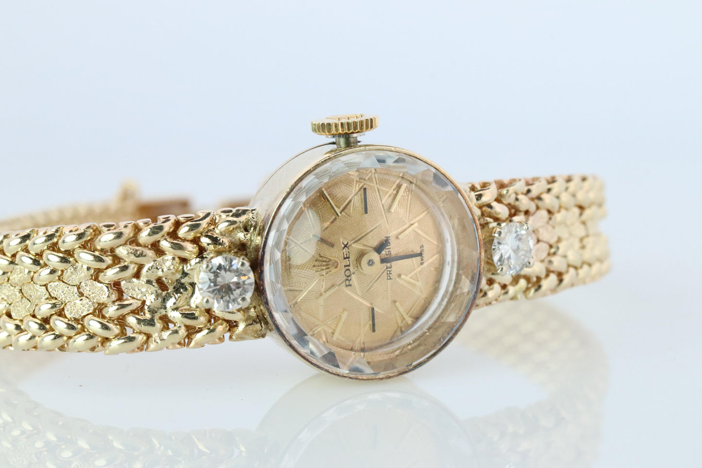 Genuine Rolex Diamond Watch. 14k YG Ladies Rolex 3271 Mechanical Windup Watch.