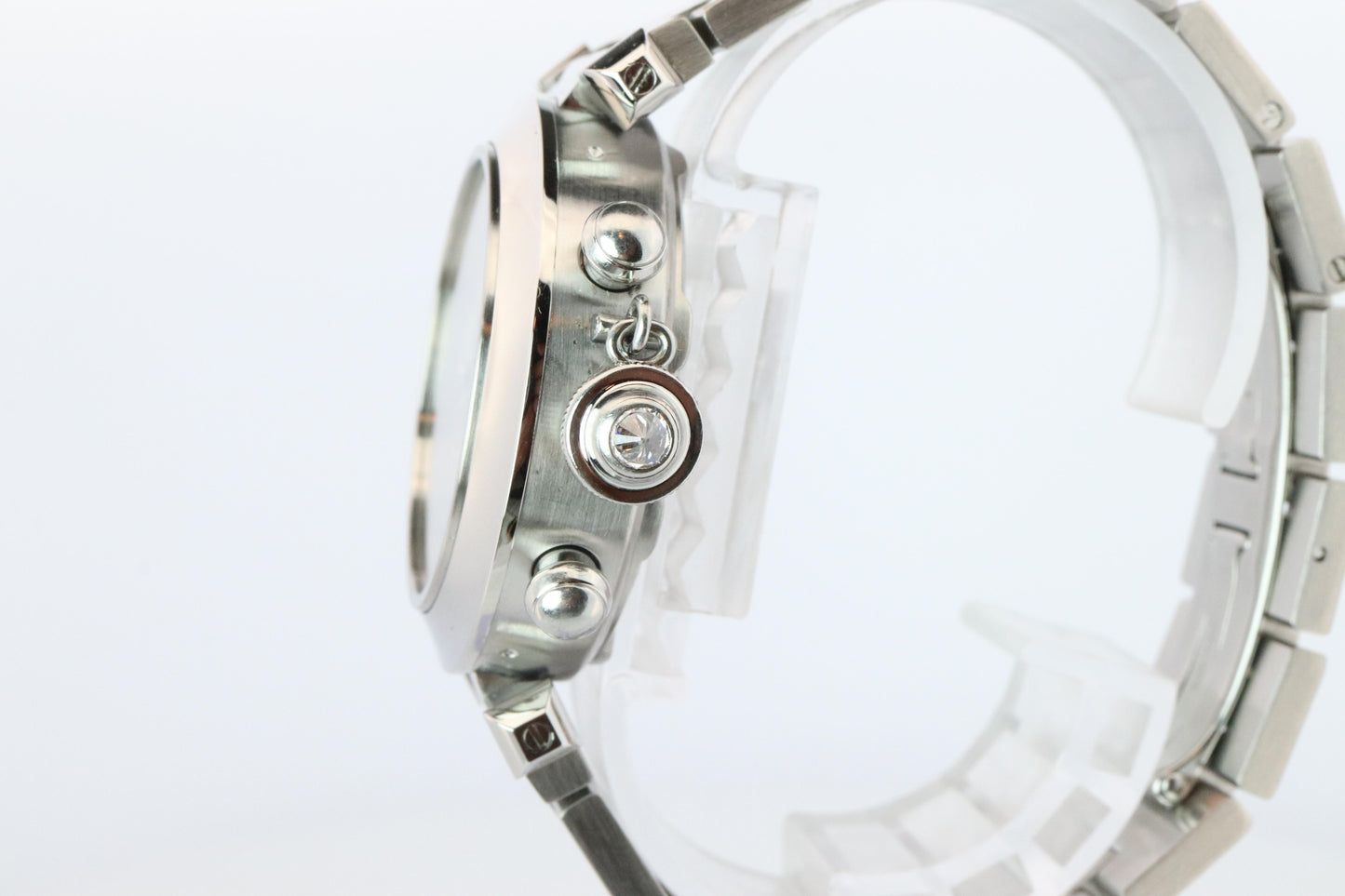 Vintage Cartier PASHA Automatic Chrono 2412. Rare Panda Dial and Diamond Crown