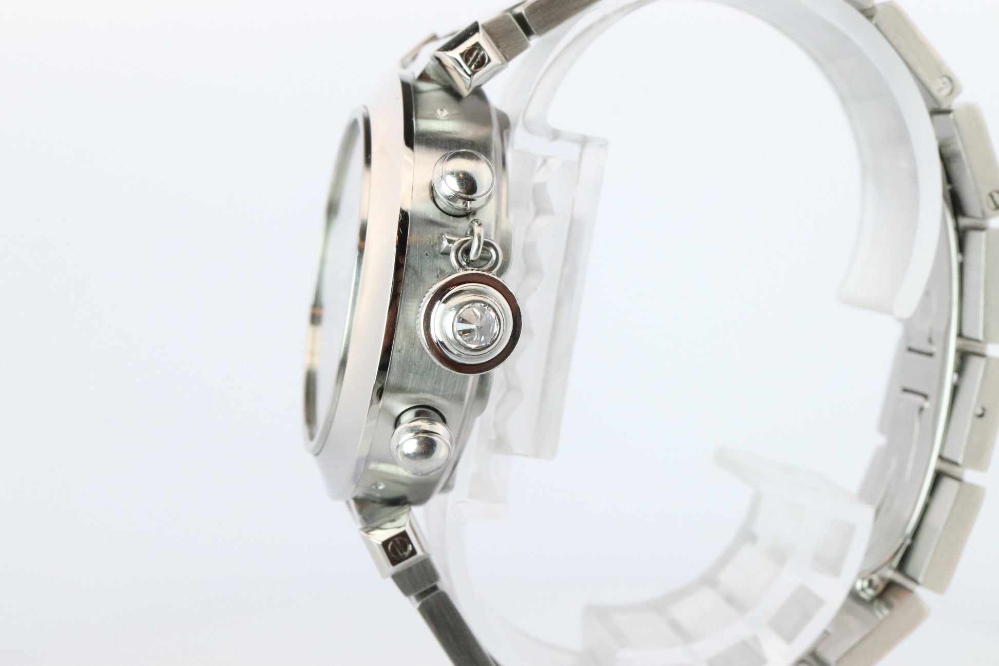 Vintage Cartier PASHA Automatic Chrono 2412. Rare Panda Dial and Diamond Crown