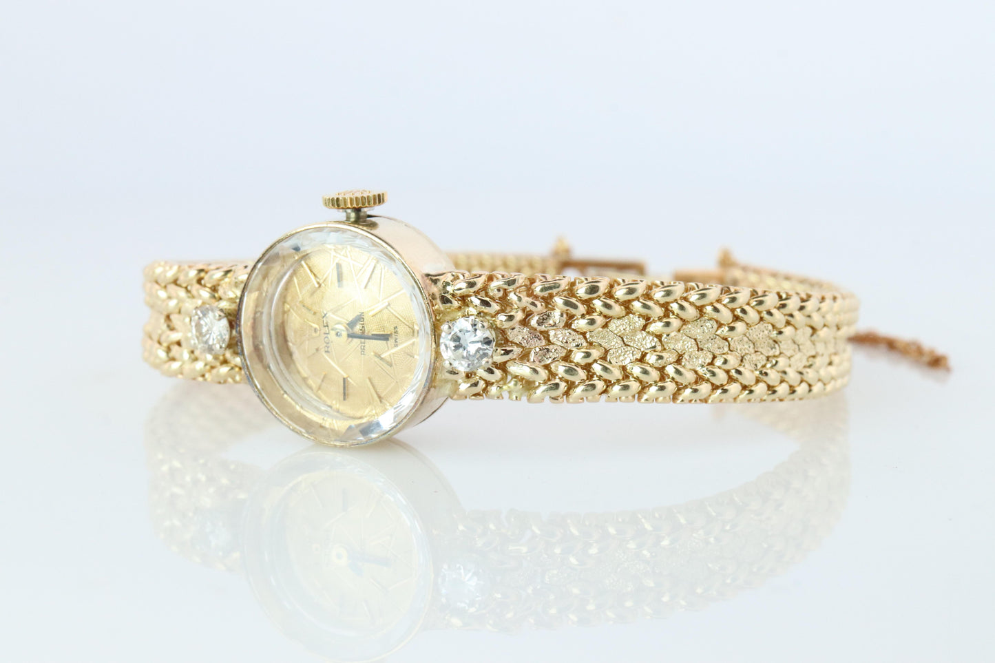 Genuine Rolex Diamond Watch. 14k YG Ladies Rolex 3271 Mechanical Windup Watch.