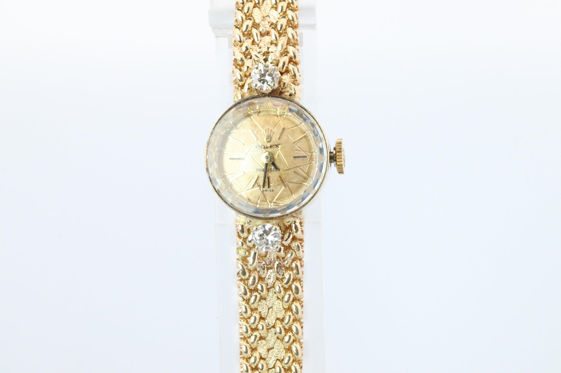 Genuine Rolex Diamond Watch. 14k YG Ladies Rolex 3271 Mechanical Windup Watch.