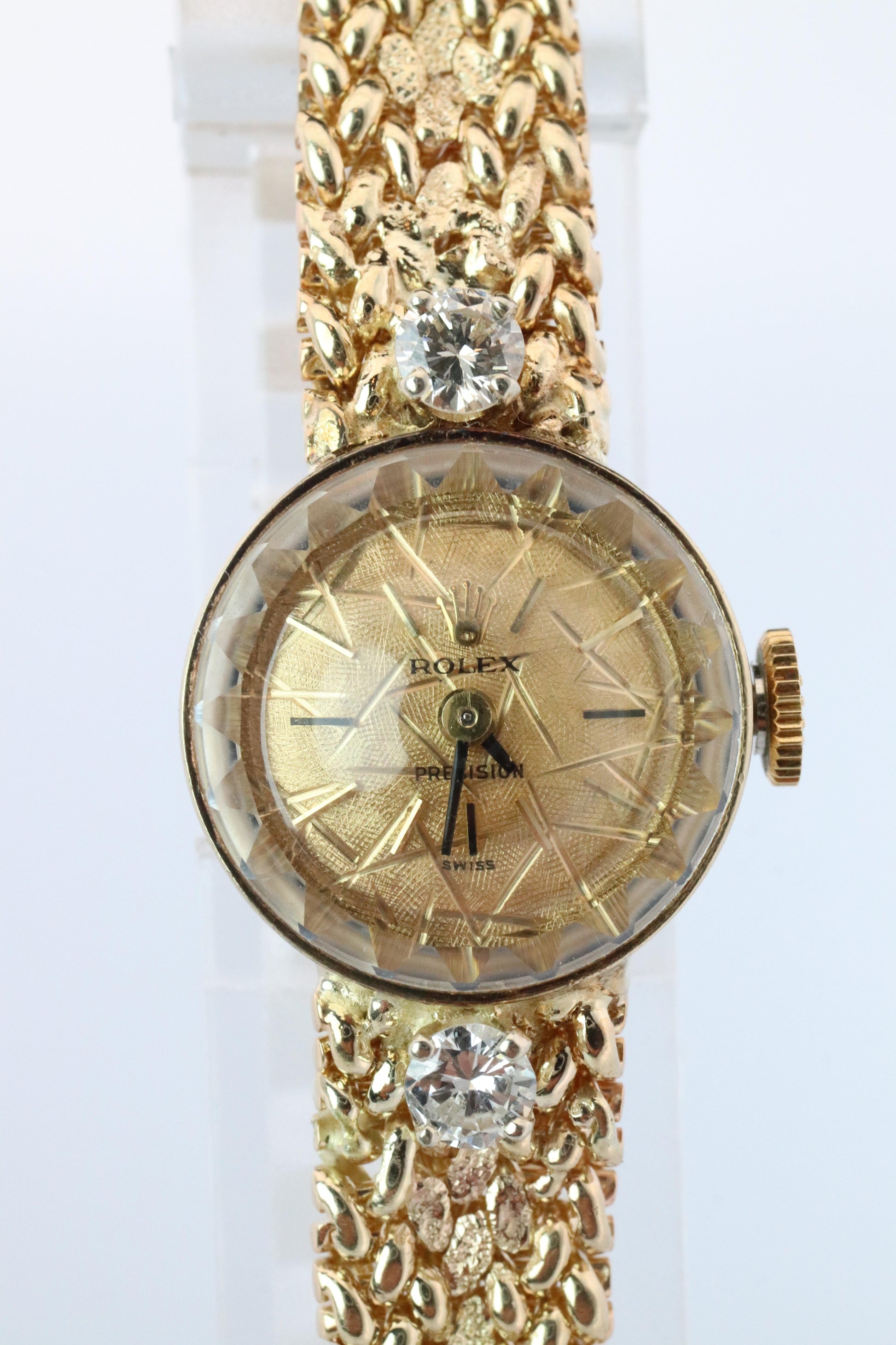 Genuine Rolex Diamond Watch. 14k YG Ladies Rolex 3271 Mechanical Windup Watch.