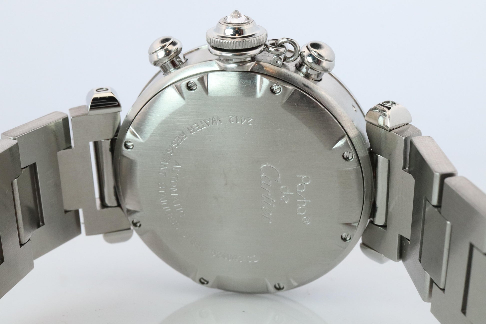Vintage Cartier PASHA Automatic Chrono 2412. Rare Panda Dial and Diamond Crown