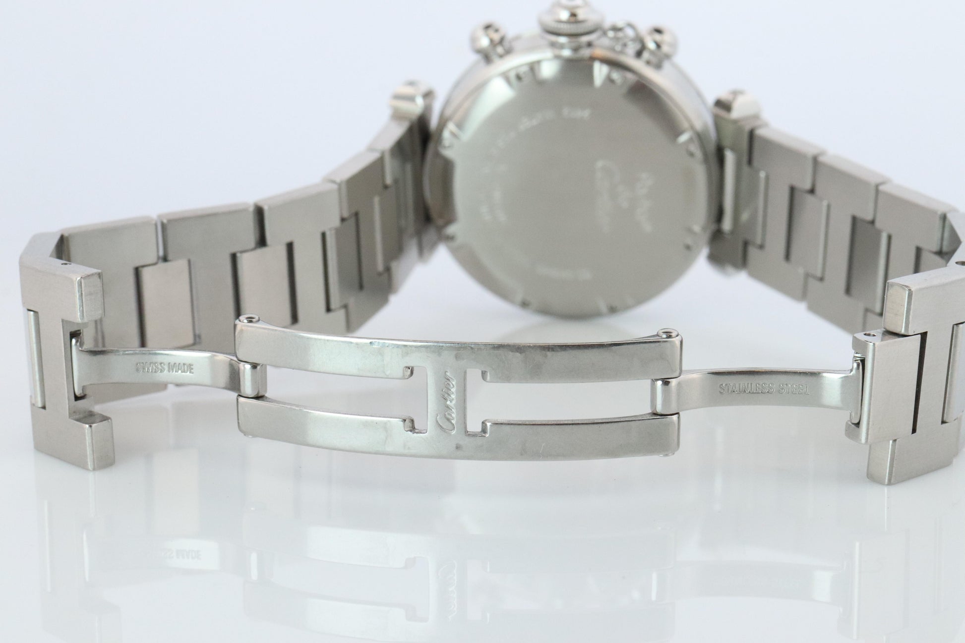 Vintage Cartier PASHA Automatic Chrono 2412. Rare Panda Dial and Diamond Crown