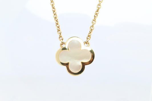 Van Cleef Arpels Pure Alhambra Necklace Genuine VCA 18k YG Vintage Shell Pendant