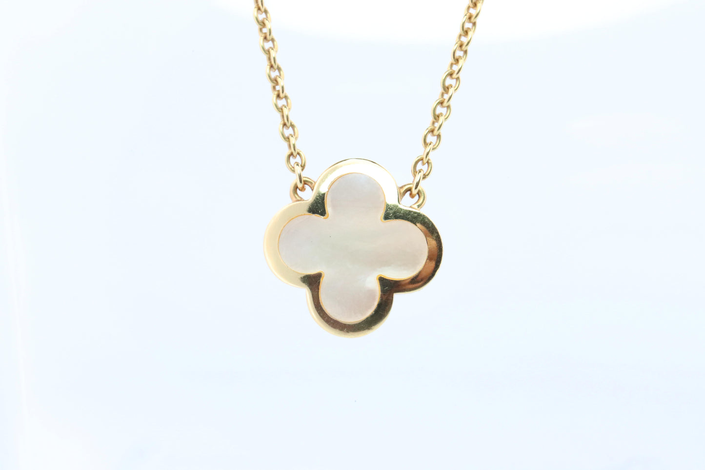 Van Cleef Arpels Pure Alhambra Necklace Genuine VCA 18k YG Vintage Shell Pendant