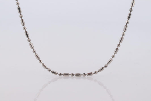 Platinum Chain Necklace. PT850 Plat Bead Bar Chain Necklace. 1mm 15.5in