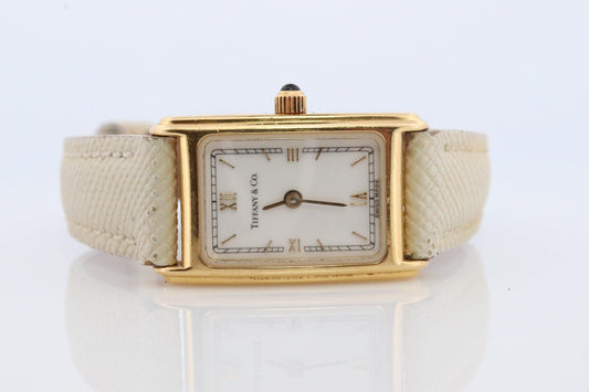 Tiffany Watch. 18k Yellow Gold Tiffany and Co Tank Watch. Ladies L 0430 750 Gold