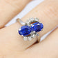 10k Blue Topaz Gold Bypass ring. Vintage Estate Ring. Topaz Twin gem.