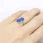 10k Blue Topaz Gold Bypass ring. Vintage Estate Ring. Topaz Twin gem.