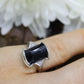 Vintage Geometric Black Onyx 14k Gold ring with diamonds.
