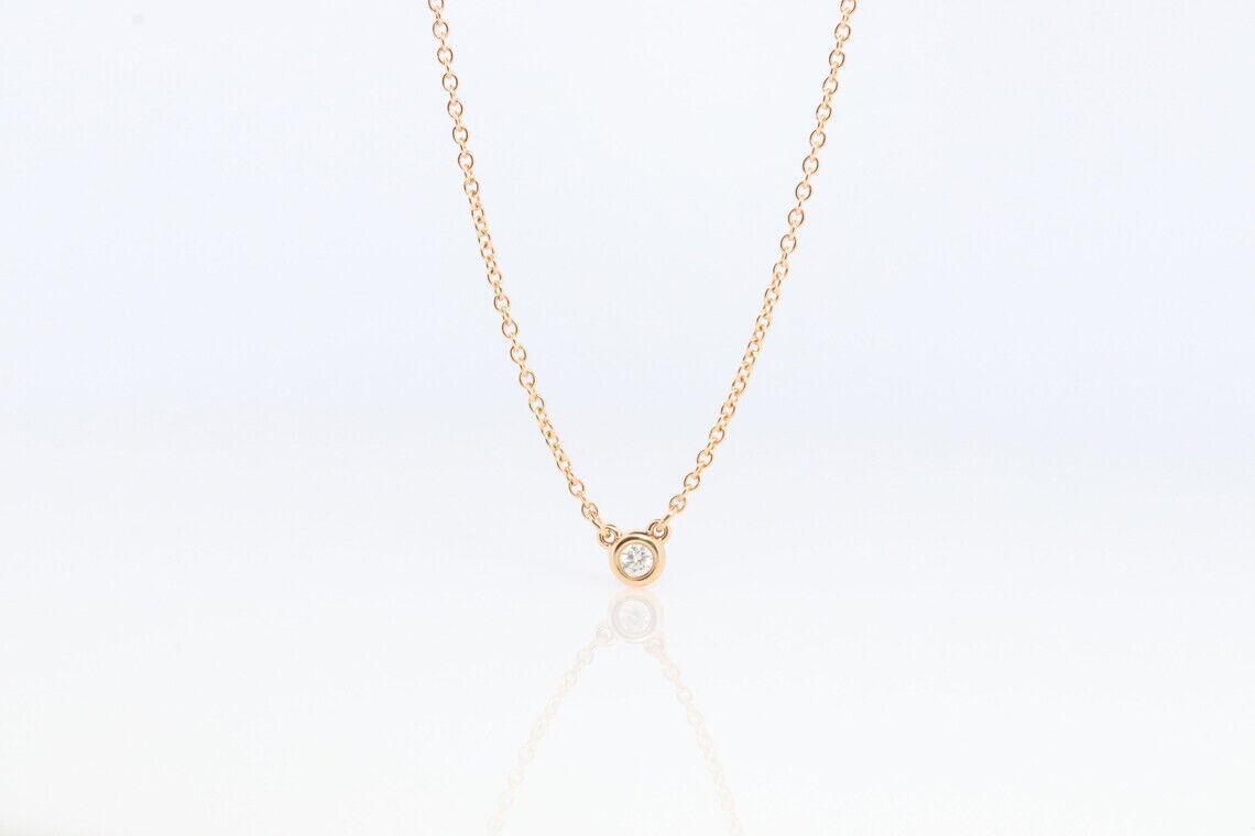 Vintage Tiffany Co Necklace Elsa Peretti Diamond by the Yard Solitaire Rose Gold