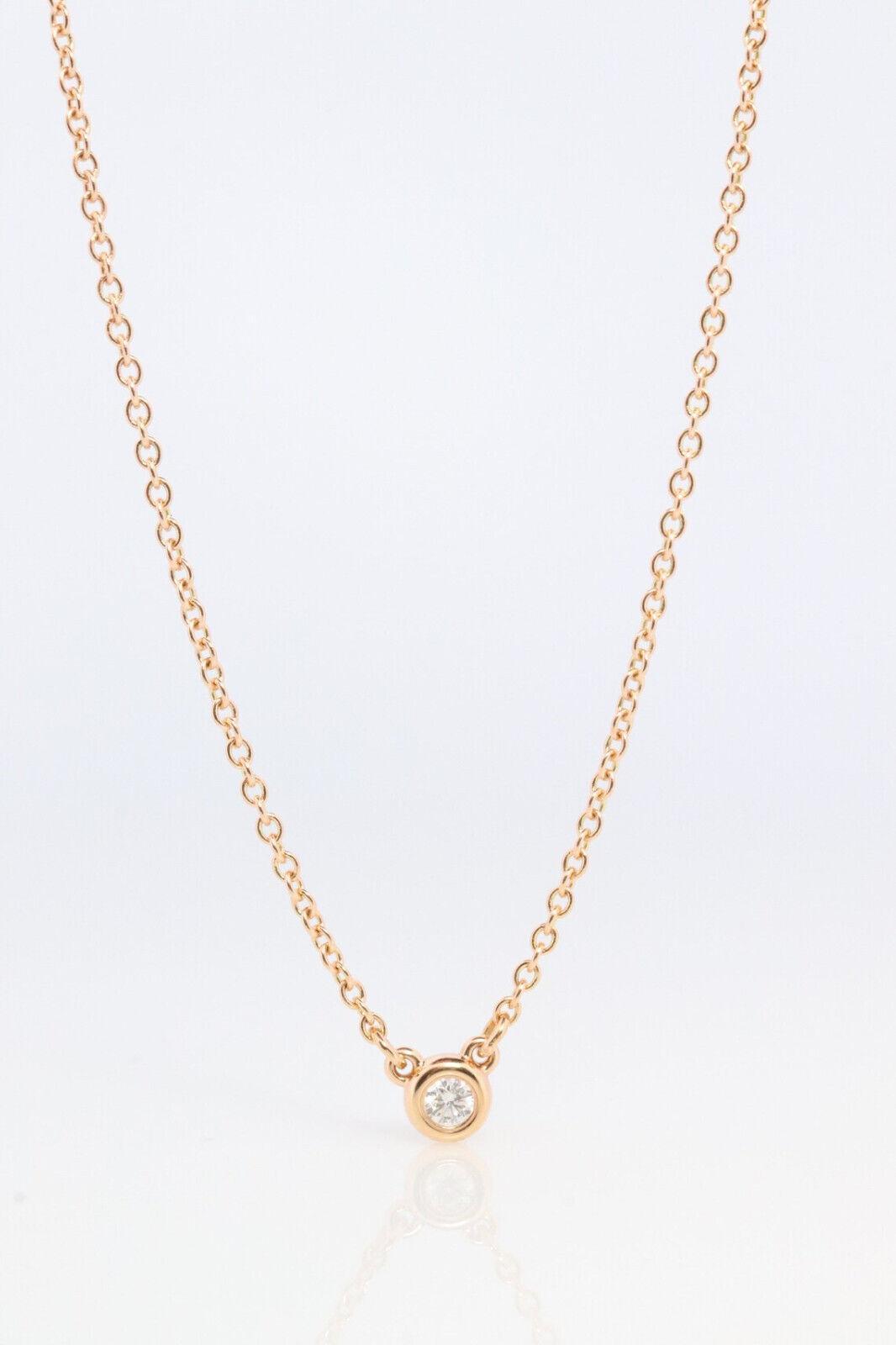 Vintage Tiffany Co Necklace Elsa Peretti Diamond by the Yard Solitaire Rose Gold
