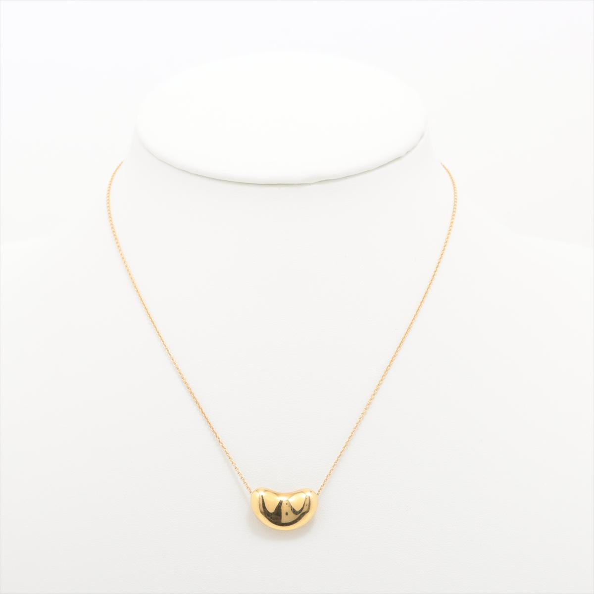 Tiffany & Co. 18k Gold Chain and Bean Pendant Necklace. 750 Yellow Gold Tiffany