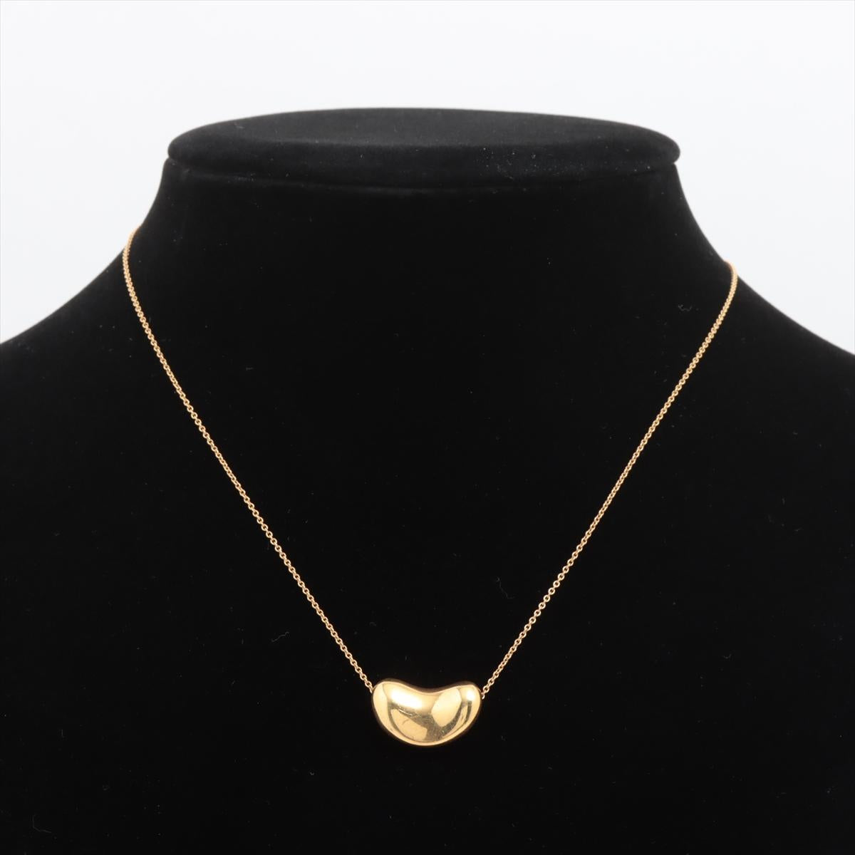 Tiffany & Co. 18k Gold Chain and Bean Pendant Necklace. 750 Yellow Gold Tiffany