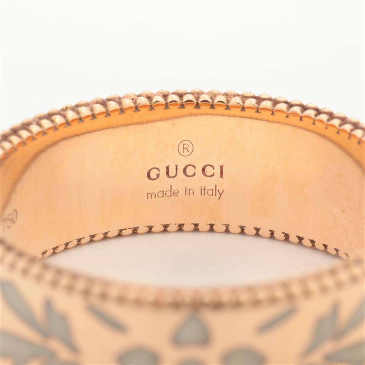 Preowned GUCCI Ring. 18k Pink Rose Gold ICON Blooms Enamel Band.