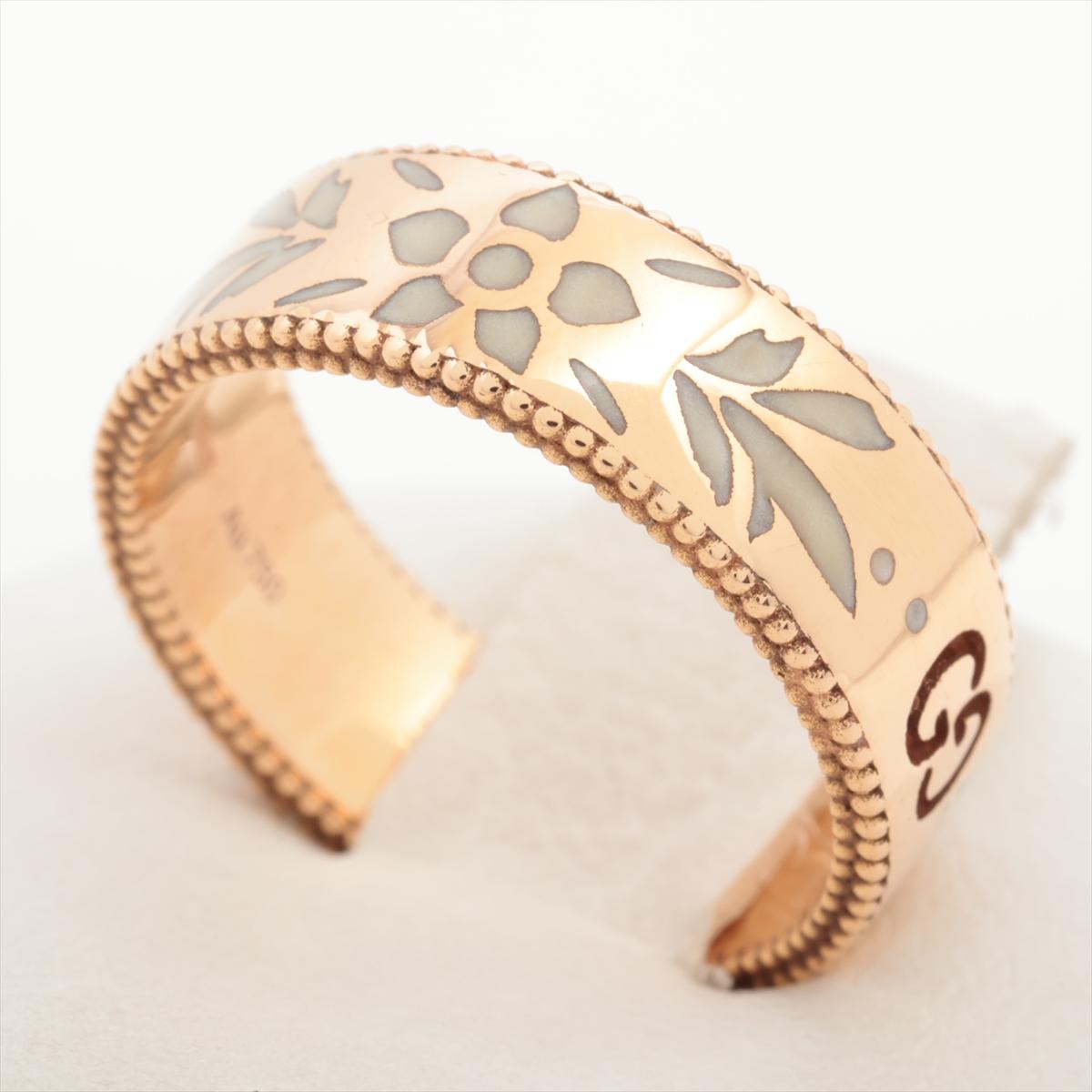 Preowned GUCCI Ring. 18k Pink Rose Gold ICON Blooms Enamel Band.