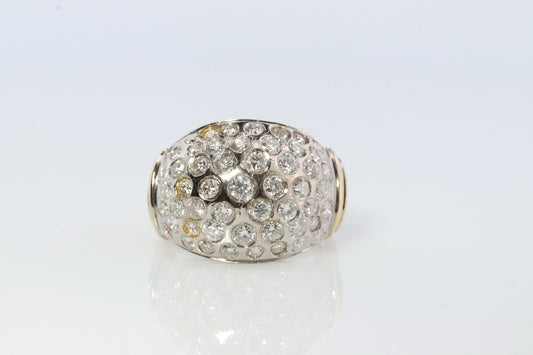 14k Diamond Cluster Bombe Dome Ring. Contemporary Diamond cluster dome cocktail ring.