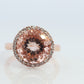 10k Morganite and White Sapphire Halo ring. Rose Gold Round Morganite and Diamond(White Sapphire) Halo ring. st(85)