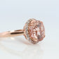 10k Morganite and White Sapphire Halo ring. Rose Gold Round Morganite and Diamond(White Sapphire) Halo ring. st(85)