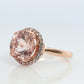 10k Morganite and White Sapphire Halo ring. Rose Gold Round Morganite and Diamond(White Sapphire) Halo ring. st(85)