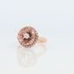 10k Morganite and White Sapphire Halo ring. Rose Gold Round Morganite and Diamond(White Sapphire) Halo ring. st(85)