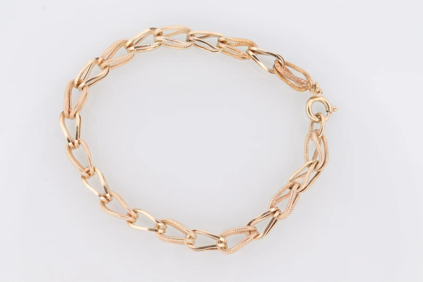 14k UNOAeRRE Textured Link Chain BRACELET. 14k LOOP Italian Bracelet 6.9g
