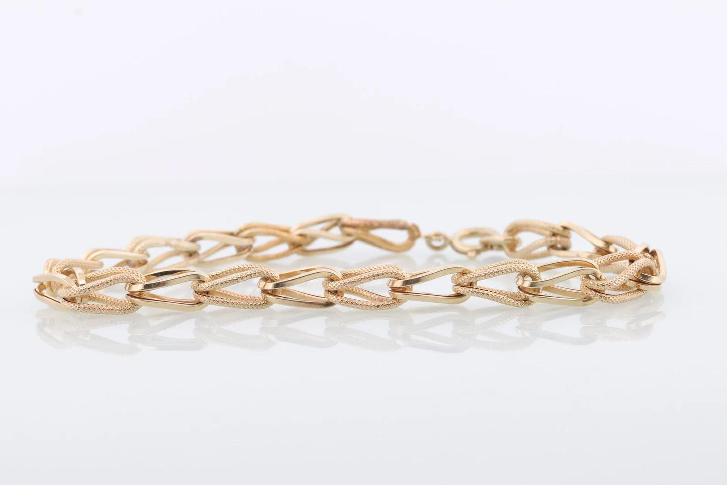 14k UNOAeRRE Textured Link Chain BRACELET. 14k LOOP Italian Bracelet 6.9g