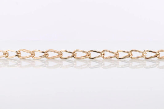 14k UNOAeRRE Textured Link Chain BRACELET. 14k LOOP Italian Bracelet 6.9g