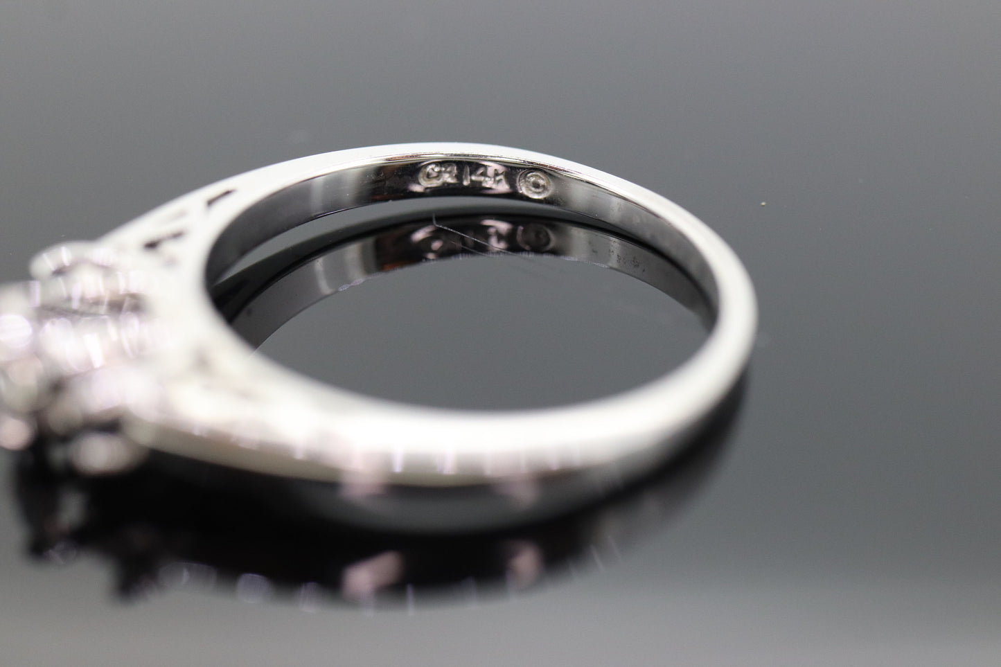 Diamond Sapphire ring. 14k White Gold Diamond Sapphire Solitaire. Trilogy Trio Triple Sapphire Diamond Engagement ring st(133)