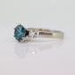 14k BLUE diamond engagement ring. 2CTW FANCY Blue diamond trilogy solitaire triple tiffany set ring. 14k 'white gold diamond ring. st(690)
