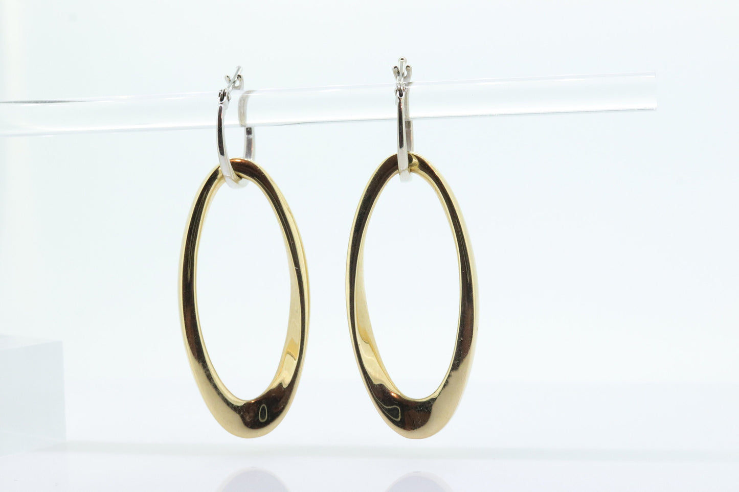 14k Gold Puffed Hollow HOOP Earrings. Intertwined Glossy Loop earrings. MILOR Italy st132/25