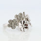 Platinum Flower Cluster ring. Diamond bezel set Daisy Flower bouquet band. Heavy Platinum Intricate Embossed design