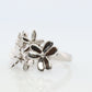 Platinum Flower Cluster ring. Diamond bezel set Daisy Flower bouquet band. Heavy Platinum Intricate Embossed design