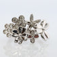 Platinum Flower Cluster ring. Diamond bezel set Daisy Flower bouquet band. Heavy Platinum Intricate Embossed design