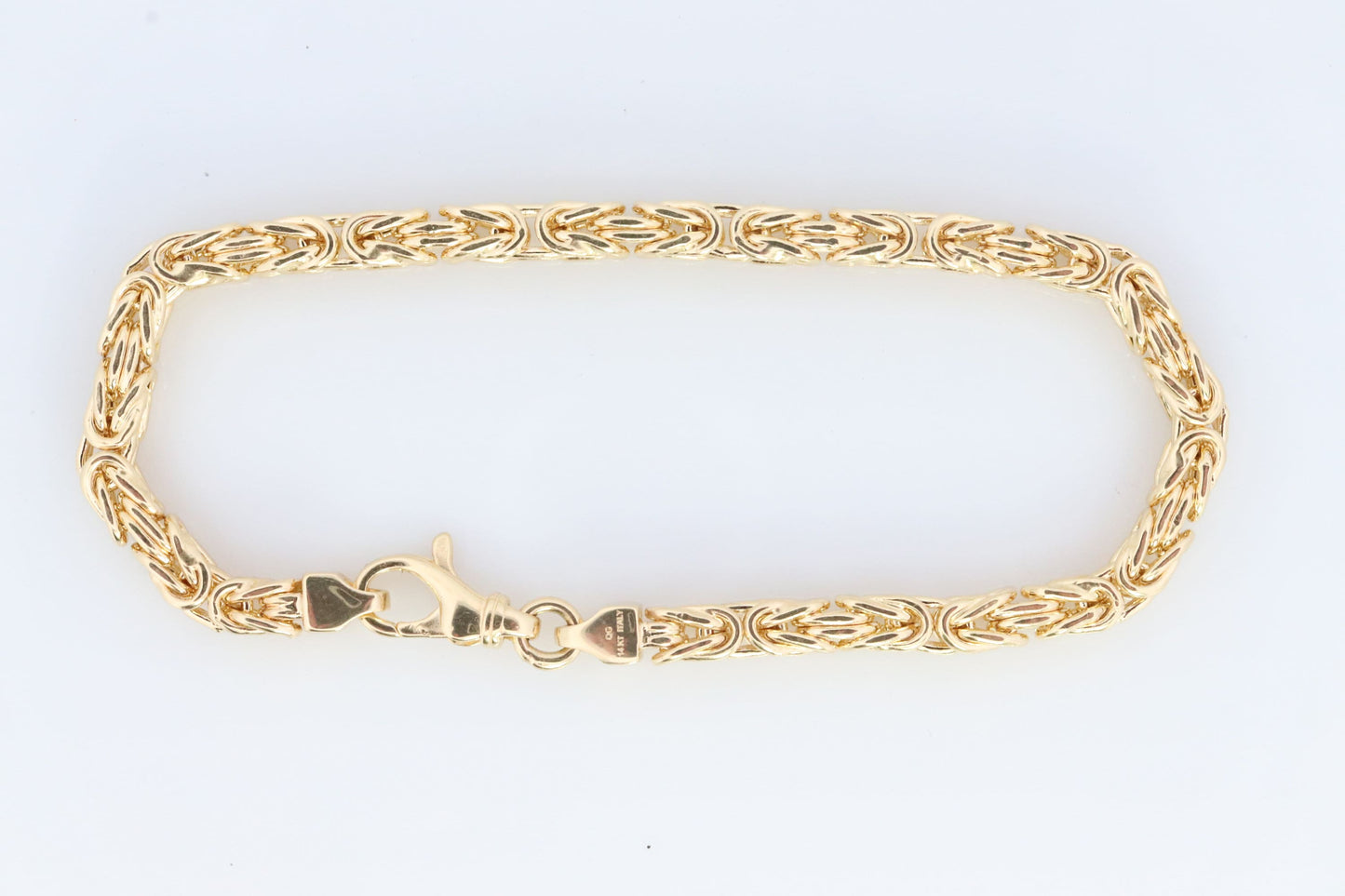 Byzantine Square Bracelet. 14k Yellow Gold 585 7.25mm length 3.5mm wide. ITALY Made. Bracelet for Him or Her
