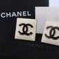 Chanel Earrings. Genuine White and Black Enamel CHANEL Square LOGO Clip on earrings. Nonpierced Clips. Original Box and Papers