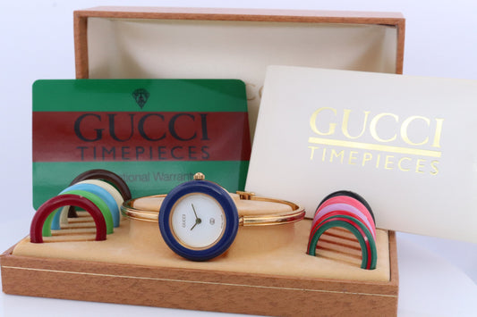 Genuine GUCCI 1100-L Watch. Vintage Ladies Gucci Change Bezel Bangle Watch.