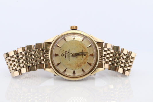 Omega Constellation Pie Pan Watch. Authentic Mens Omega Automatic 5852 Wristwatch. Omega 1950s Gold Plated Pie Pan Dial Arrowhead