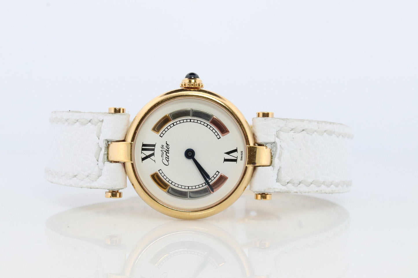 Genuine Cartier Watch. Must de Cartier Vendome Round Argent Vermeil Sterling Silver. Must de Cartier Trinity Face.