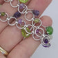 Laura Gibson Bracelet. Sterling Silver with Dangling Faceted Gems - Amethyst (464)