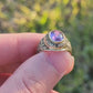 1968 Lancaster Catholic High School Class Graduation ring. 10k Gold with oval amethyst solitaire. st(187)