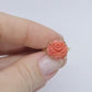 14k Coral Carved Pink Cabochon ring. 14k CARVED Rose flower Peach Coral solitaire.