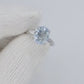 Platinum Large Aquamarine and Tapered Baguette diamond ring. Platinum oval aquamarine engagement ring st632/50