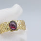 14k Rubellite Tourmaline Cabochon ring. 14 MESH ring band.